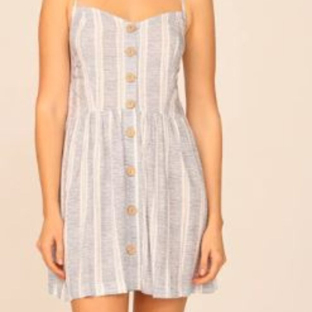 NWT Ocean Drive Clothing Women's Denim Simple Stripe Button Front Dress Size M